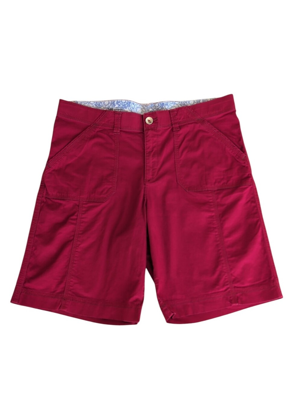Lee Comfort Waistband Mid-Rise Utility Shorts 14M Cranberry Red Pink Pockets